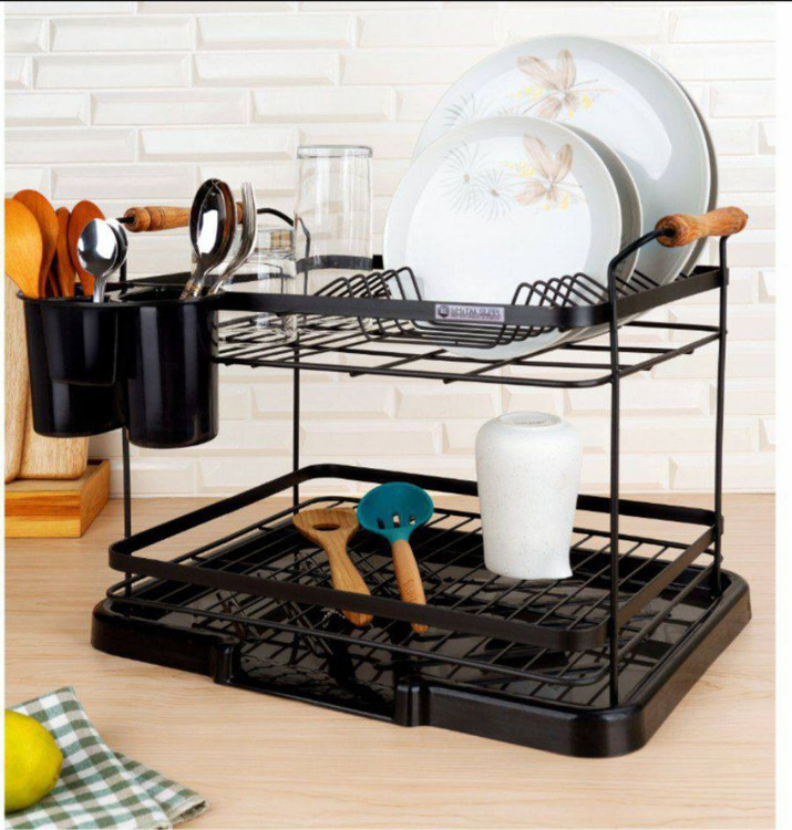 جا ظرفی رو میزی چوبی فلز دو طبقه